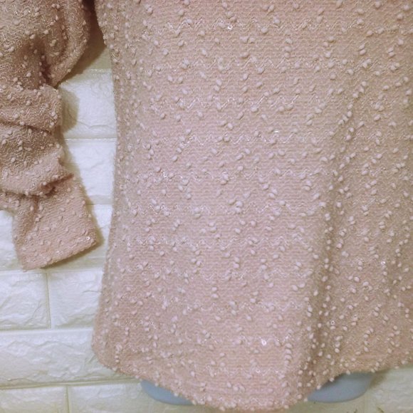 Y2K Jennifer Lopez Textured Knobby Knit Top Sequins -M Back Cut-out Blush Pink - Picture 4 of 11